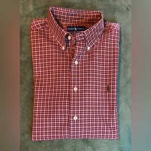 Ralph Lauren Men's Burgundy Checkered Shirt, Size: L. (6022)